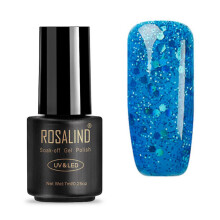 Herramienta de manicura de uñas DIY Esmalte de gel con purpurina azul UV LED Secado rápido Acabado de alto brillo Resistente al agua Base de resina