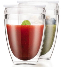 Set of 2 BODUM Pavina To Go Cups - Double Wall Plastic - Airtight Lid - 30 cl - Transparent