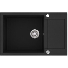 GURARI Lavabo incassato in granito nero, sifone incluso, 780x500 mm