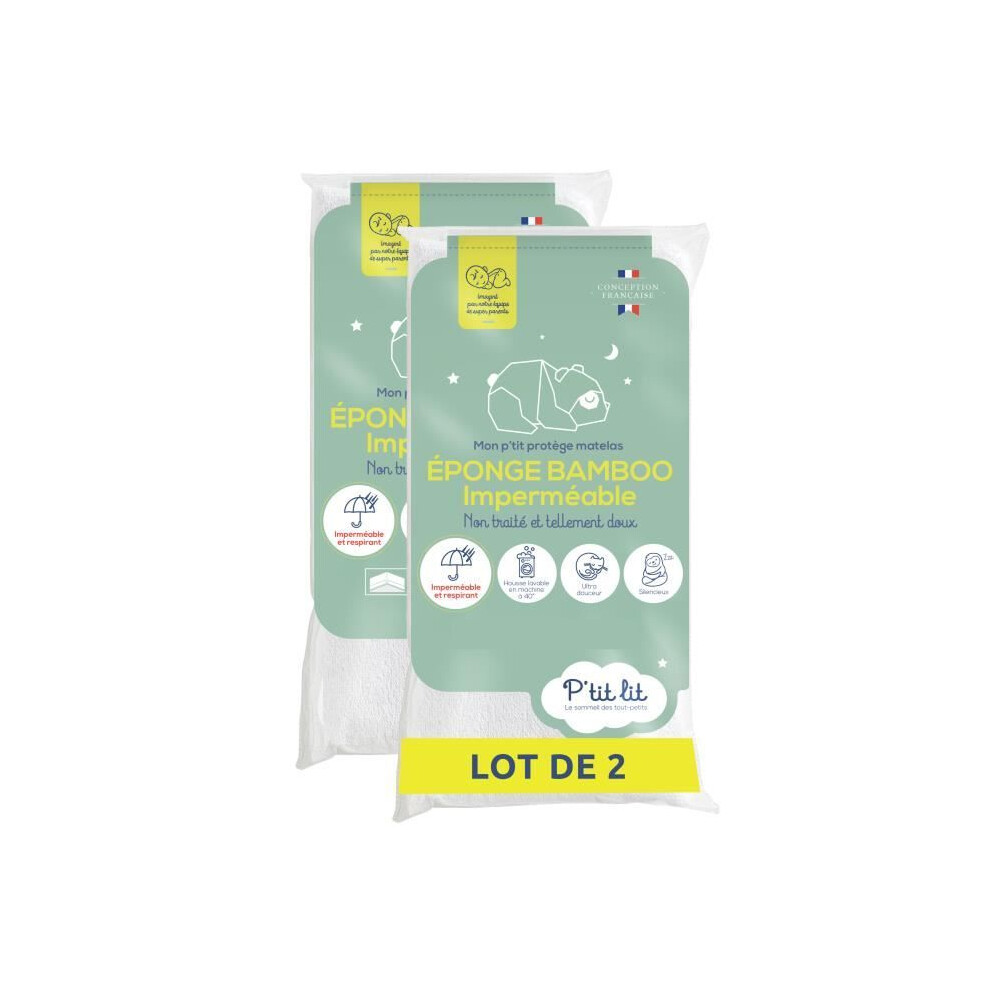 P'tit Lit Set Of 2 Baby Bamboo Mattress Protectors - 70X140 Cm - Waterproof Mattress Cover - Soft Viscose - Chemical-Free Treatment
