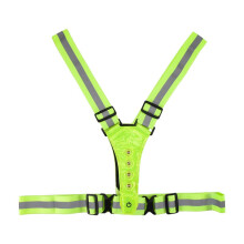 Reflecterend Vest, Verstelbaar, Vest met Hoge Zichtbaarheid, Veiligheidsvest met 8 LED-Lampen, Hoge Zichtbaarheid voor Joggen, Hardlopen Groen