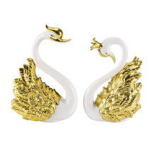 2 Pieces of Swan Ornaments Figurines,Swan Cake Decoration,Car Figurines Decoration,Home Wedding Christmas Decoration A