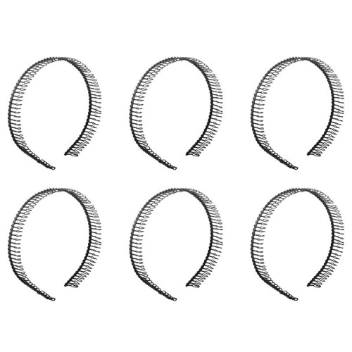 6X Cerchietto In Metallo Dentato Nero per Donna 1