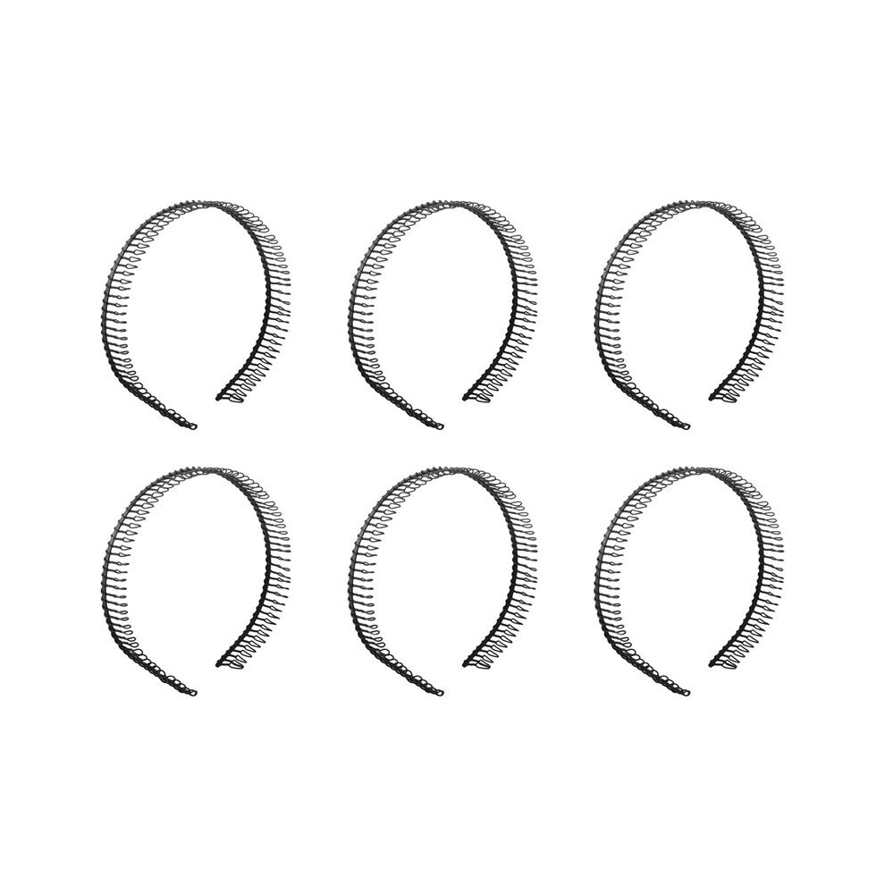 6X Metal Teeth Comb Hairband Hair Hoop Headband Black for Woman