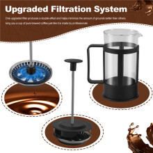 French Press Coffee & Tea Maker 12Oz, Thickened Borosilicate Glass Coffee Press Rust-Free and Dishwasher Safe