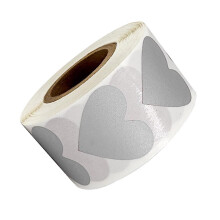 300 Stück Herz-Kratzaufkleber, 25 mm, für die Herstellung-Silber