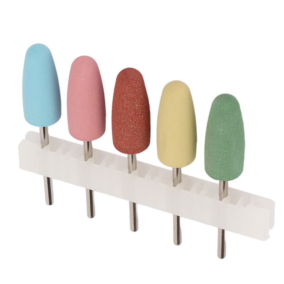 Nail Art 5pcs Drill Bits for Cuticle Removal Portable Silicone Nail Tool Set