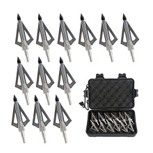12 StüCk Jagd Spitzen Aus Metall für das BogenschießEn, 100 Grain, 3 Klingen, Pfeil Spitzen, Kompatibel mit Armbrust und Verbindung Bogen