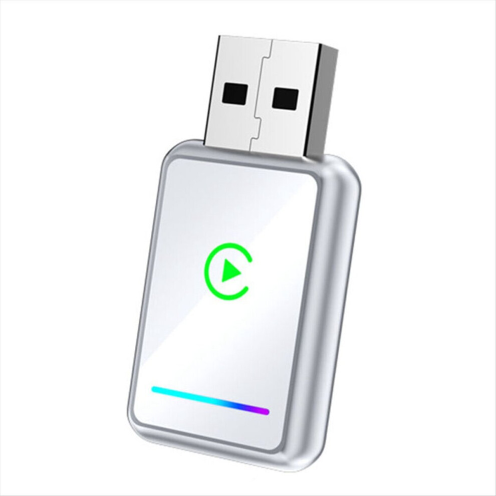 Silver 2In1 Wireless Carplay Adapter Usb Dongle Smart & Android Auto Plug And Play Wired To A