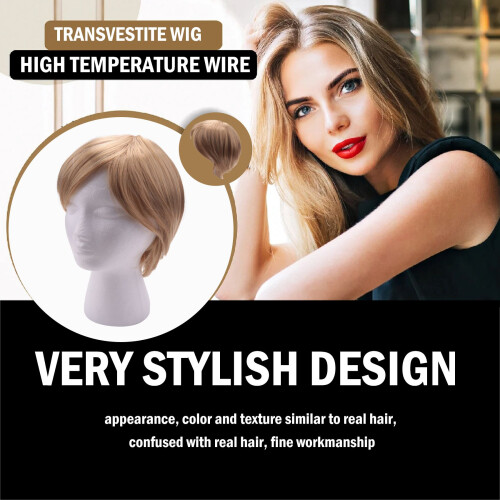 Short Layered Fluffy Wavy Full Synthetic Wig Blonde Highlights 2
