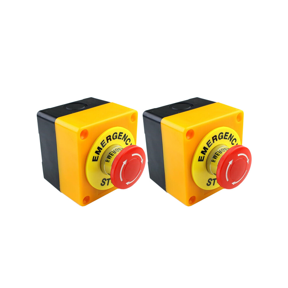 2Pcs Red Mushroom Emergency Stop Shut Off Push Button No + Nc 22Mm Cnc Gecko 4712778238306
