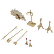 Set di accessori decorativi per camino di bambola, mobile in miniatura su scala 1/12