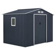 Riparo da giardino in metallo 5,29 m² - 277 x 191 x 202 cm - VENUS Kit di ancoraggio incluso, 2 porte scorrevoli, 1 finestra laterale Grigio