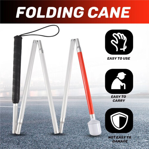 Aluminum Folding Cane 4-Sec Folding Cane with Rolling Tip for Blind Walking Stick 1