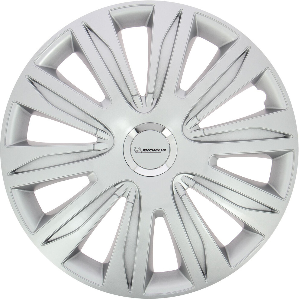 Set Of 4 Metallic Wheel Covers - Michelin - 16 Inches - Simple Clip-On Fastening - Nvs 42 Reflective Dot Gray 3221320091111