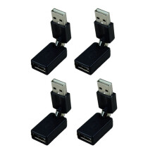 4X Black USB 2.0 Male to USB Female 360 Degree Rotation Angle Extension Adapter