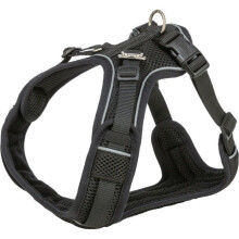 Harnais voor hond - TRIXIE - Premium FlexMesh - Zwart - S/M - Comfort en veiligheid