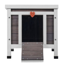 Nicho externo para Gato - DUOKU - Casa de Madeira - Resistente a Intempéries - 21x17x17 polegadas - Cinza