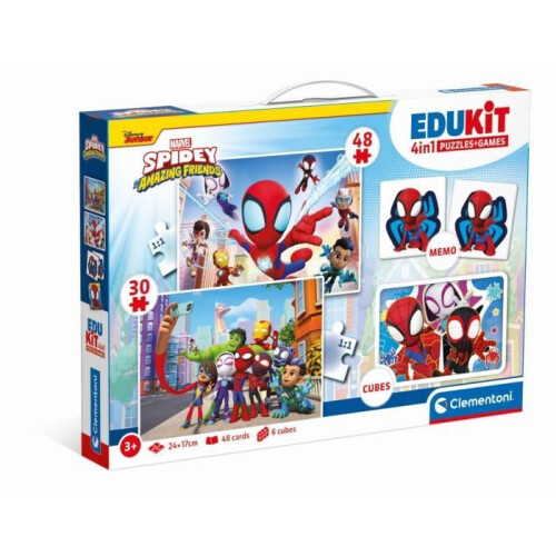 Clementoni Puslespil 48 + 36 + Memo + 6 Edukit Spidey-klodser