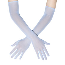 Delicate Sleeves Long Gloves Thin Elastic Sheer-Light Blue