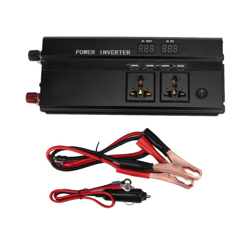 Stroomomvormer voor auto's met LED-display, 5000W spanningsomzetting, hoge conversie-efficiëntie, Type-C-interface, ingebouwde microprocessor.