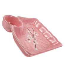 Square Ceramic Sauce Dish with Tray for Dipping Sauces Condiments Easy Clean Heat Resistant