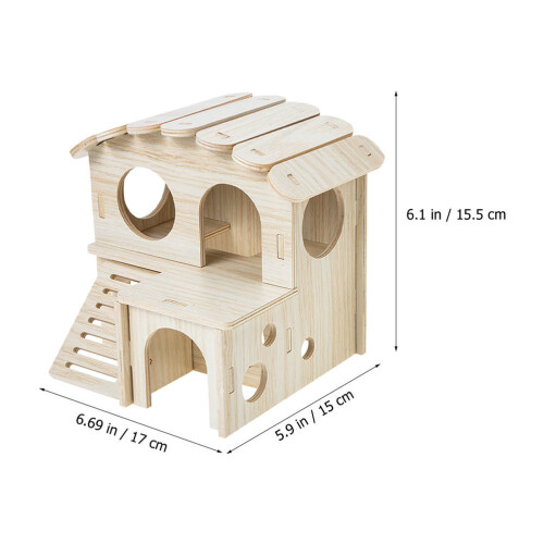 2Stk Beige Holz Für Hamster, Käfig Versteck 2