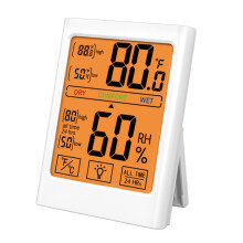 Innendørs digitalt termometer, temperatur- og fuktighetsmåler med indikator for sunt hjem, bakgrunnsbelyst skjerm, sensor med høy nøyaktighet for