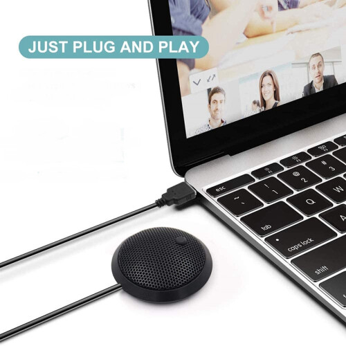 Conference USB Microphone,Omnidirectional Condenser PC Microphone with Mute Button LED Indicator,Plug&,for Game,Etc 2