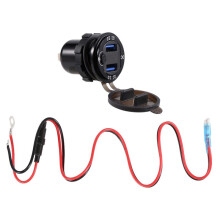 QC 3.0 Dual USB Auto LadegeräT Buchse 12V / 24V USB LadegeräT mit Kontakt Schalter für Boot Motorrad LKW  Wagen Schwarz