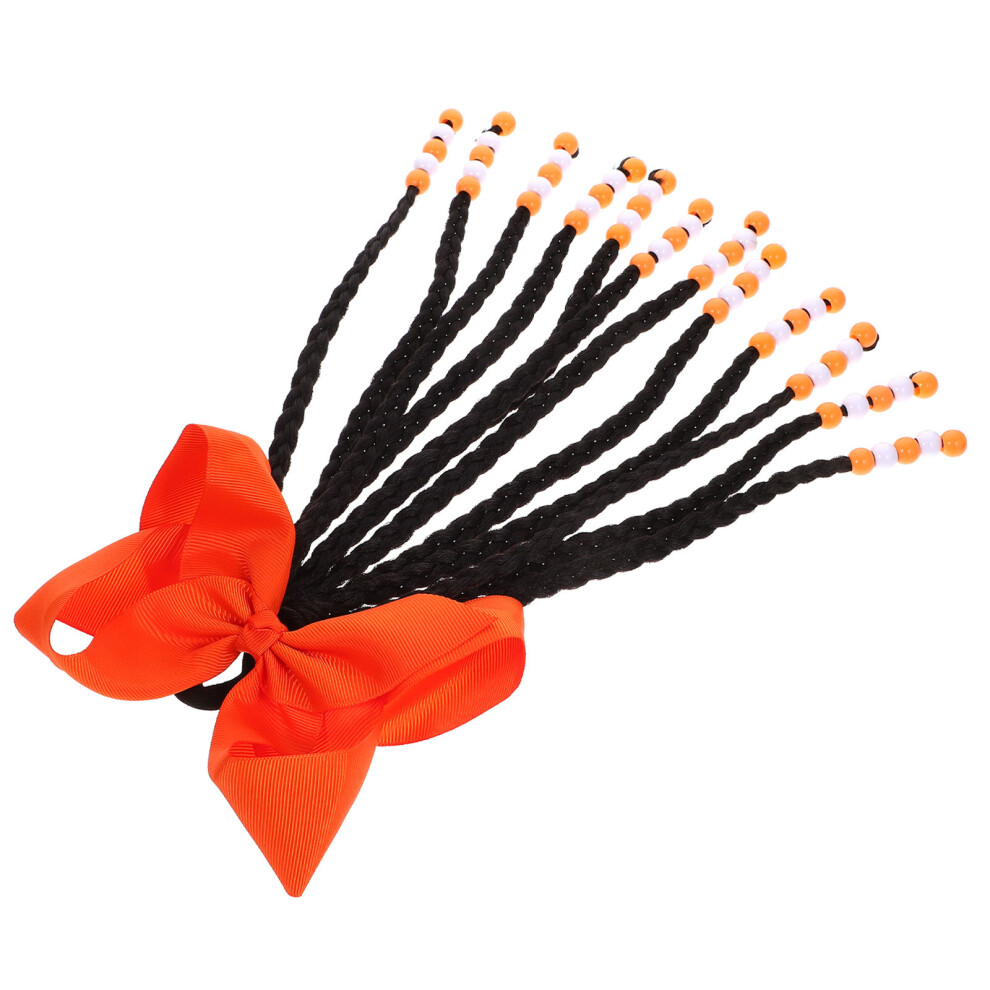 Totority Unisex Orange 4Pcs Girls Braided Ponytail Extension Synthetic Bow Hair Piece