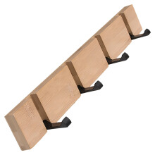 4Sets Wall Mounted Bamboo Coat Rack 4 Hooks Heavy Duty Aluminum Beige