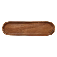 Teak Rectangular Wooden Plate Small Leaf Acacia Fruit Plate Snack Plate Wooden Tray Sushi Plate Spoon Shelf