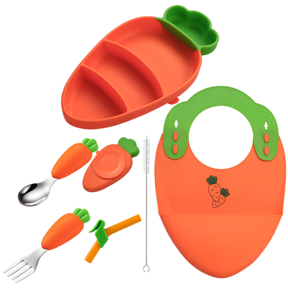 2Sets Creative Baby Food Plates Silicone Divided Tray With Suction Cup Totority