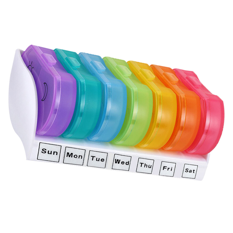 Ohphcall 7Pcs Portable Mini Medicine Organizer Storage Case Assorted Colors Pp