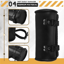 Motorcycle Fork Bag PU Leather Bicycle Handlebar Tool Pouch Sissy Bar Roll Storage Bag Saddle Bag, Universal
