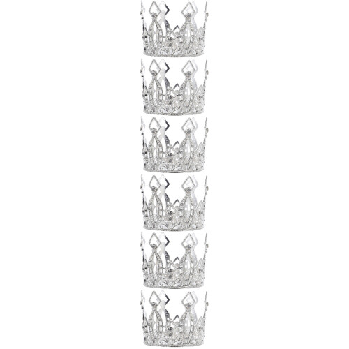6Pcs Delicate Silver Mini Crown Cake Decor for Kids Celebration 2