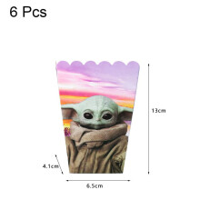 (6pcs-Popcorn Boxes)Decoração de festa de aniversário tema infantil Baby Yoda banner balão topper bolo