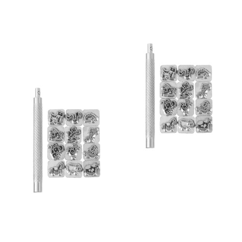 2Sets Durable Punch Set Tool Silver with Zodiac Pattern Stamps 2