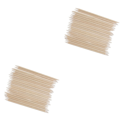 200Pcs Beige Nail Cuticle Pushers Nail Cleaning Sticks Manicure Tools 2