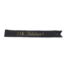 Black Birthday Shoulder Sash Soft Polyester 21St Celebration
