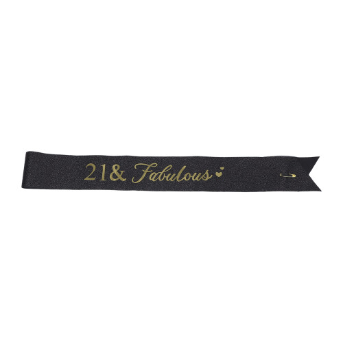 Black Birthday Shoulder Sash Soft Polyester 21St Celebration