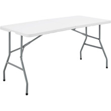 Folding reception table - TERRANOVA - White - Steel structure and HDPE Polyethylene top - 6 people - 152x70xH73.5 cm