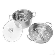 Stainless Steel Steam Pot with Glass Lid28cm