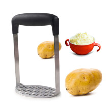 Stainless Steel Potato Masher and Garlic Press with NonSlip Ergonomic Handle for Easy Clean