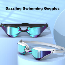 Erwachsenen-Schwimmbrille Weitwinkelobjektiv Anti-Beschlag Wasserdichtes Silikonring Schwarz