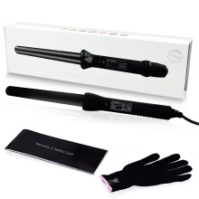 Herstyler Grande Ceramic Curling Wand - 1 inch Dual Voltage for Long and Short Hair - Negative Ions (Black)