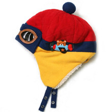 (Red)Bebé Otoño Invierno Gafas Piloto Sombrero Protección para los Oídos con Gorra Espesante de Felpa