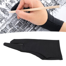 Black Artist Drawing Glove 5 Pack for Digital Art Breathable Two Finger M