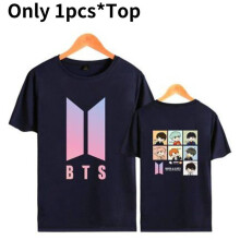 (Dark Blue,M)Bts Print T Shirt Unisex Tee Bangtan Boys Clothing Fashion Summer Gift Shirt